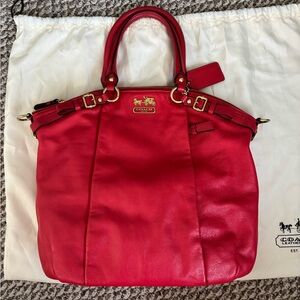 COACH MADISON LEATHER LINDSEY SATCHEL in CHERRY